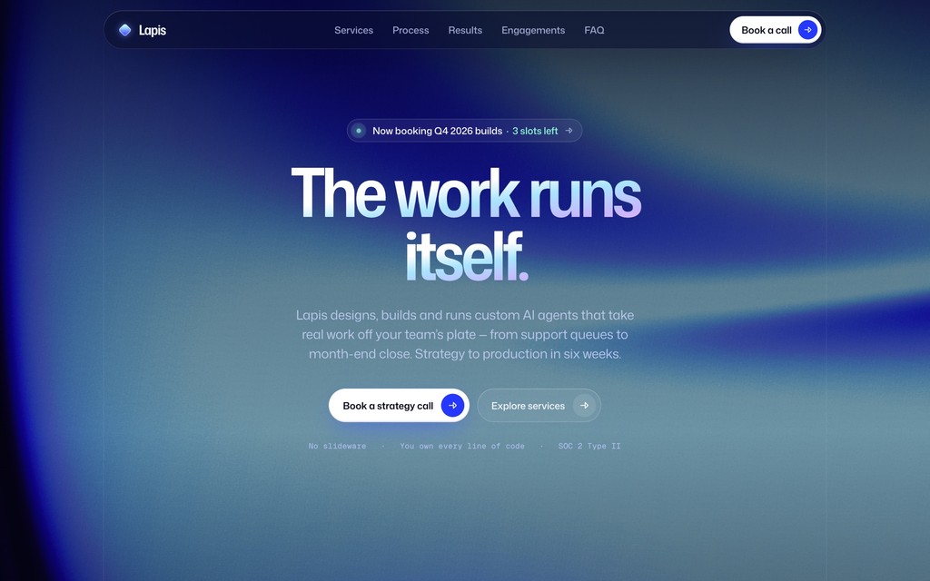Lapis concept website on desktop