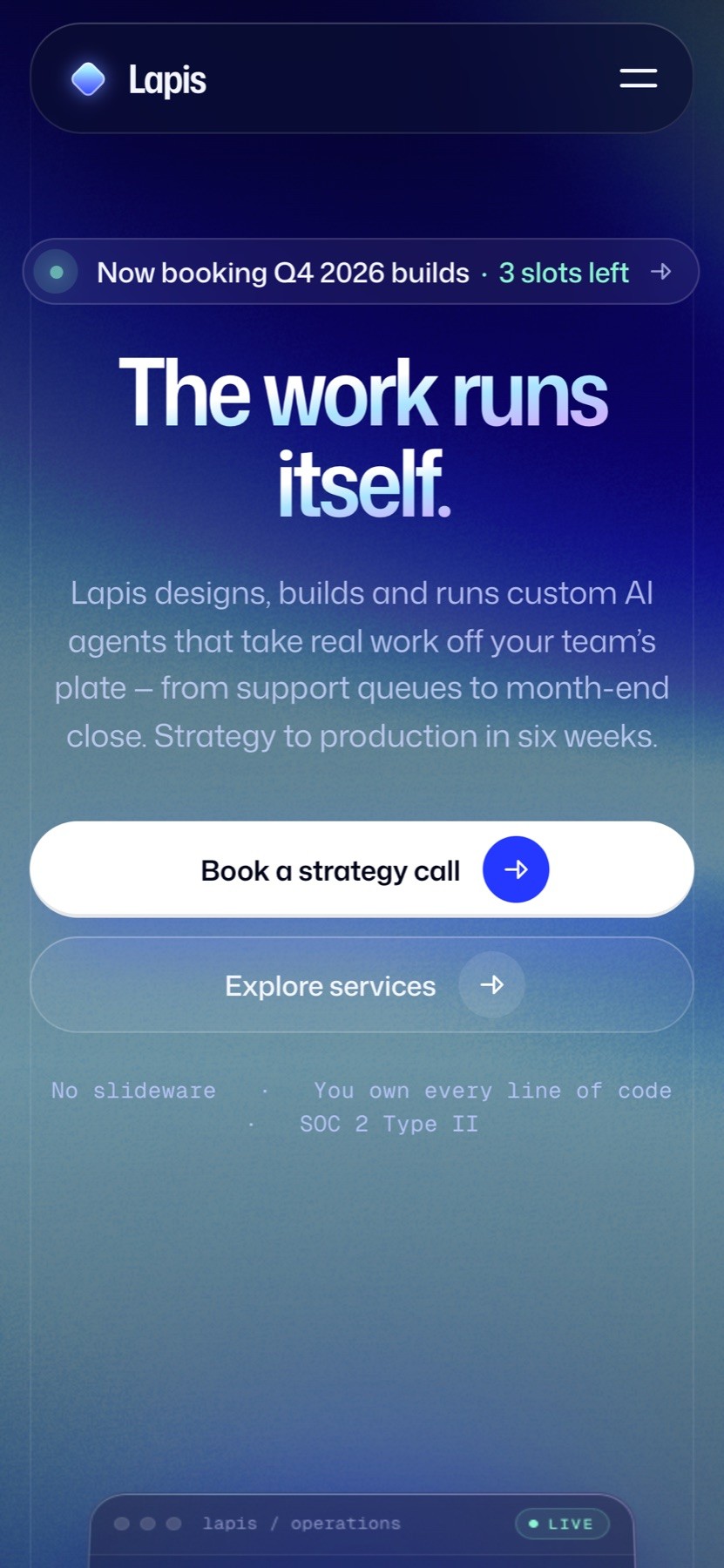 Lapis concept website on a phone